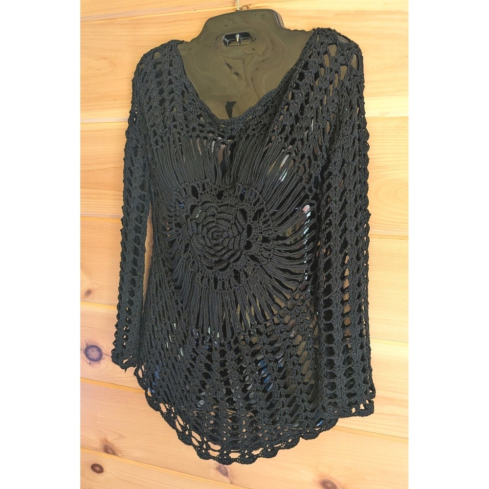 Crochet Top Women S / M Boho Festival Hippie Whimsigoth Fairycore Rose Open Knit